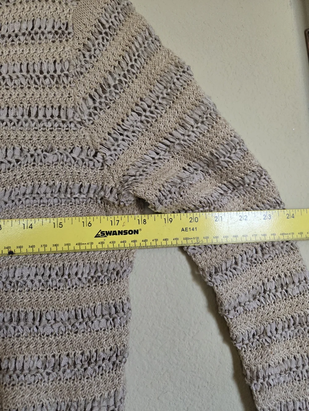 Lauren Ralph Lauren Beige Open-Knit Sweater Crochet Linen Blend